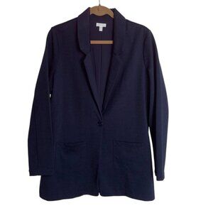 Garnet Hill Women’s Size 10 Navy Blue Blazer Button Front Pockets Back Split